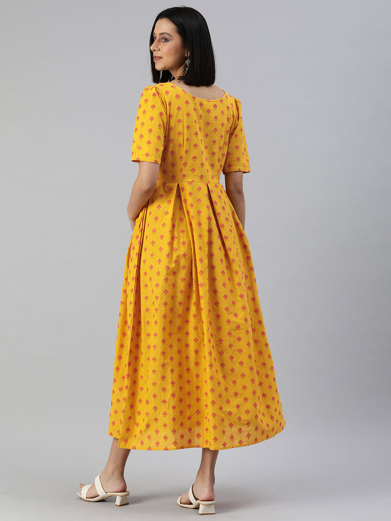 EXP - Dizzy Yellow Cotton  Nursing  Dress