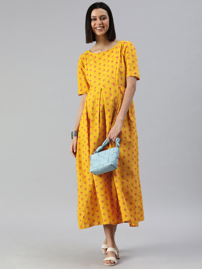 EXP - Dizzy Yellow Cotton  Nursing  Dress