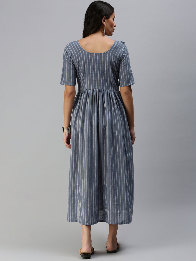 EXP - Arona Grey Stripes  Nursing  Dress