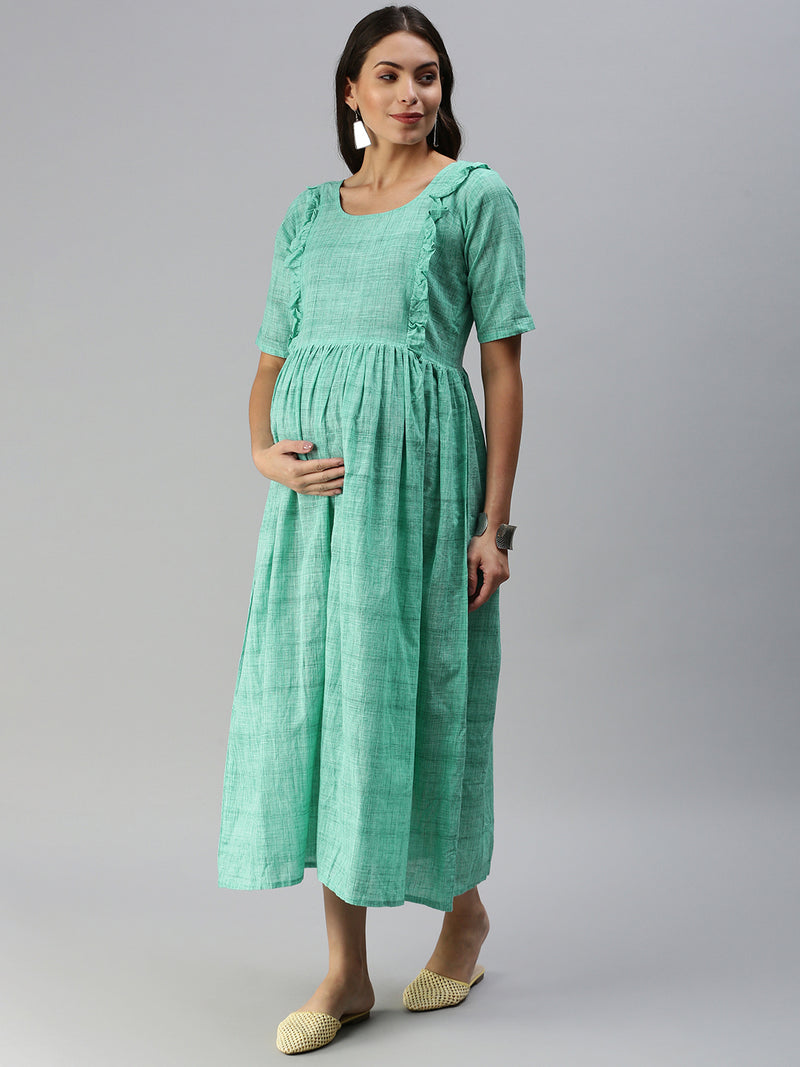 EXP -  Adorable Turquoise Cotton  Nursing  Dress