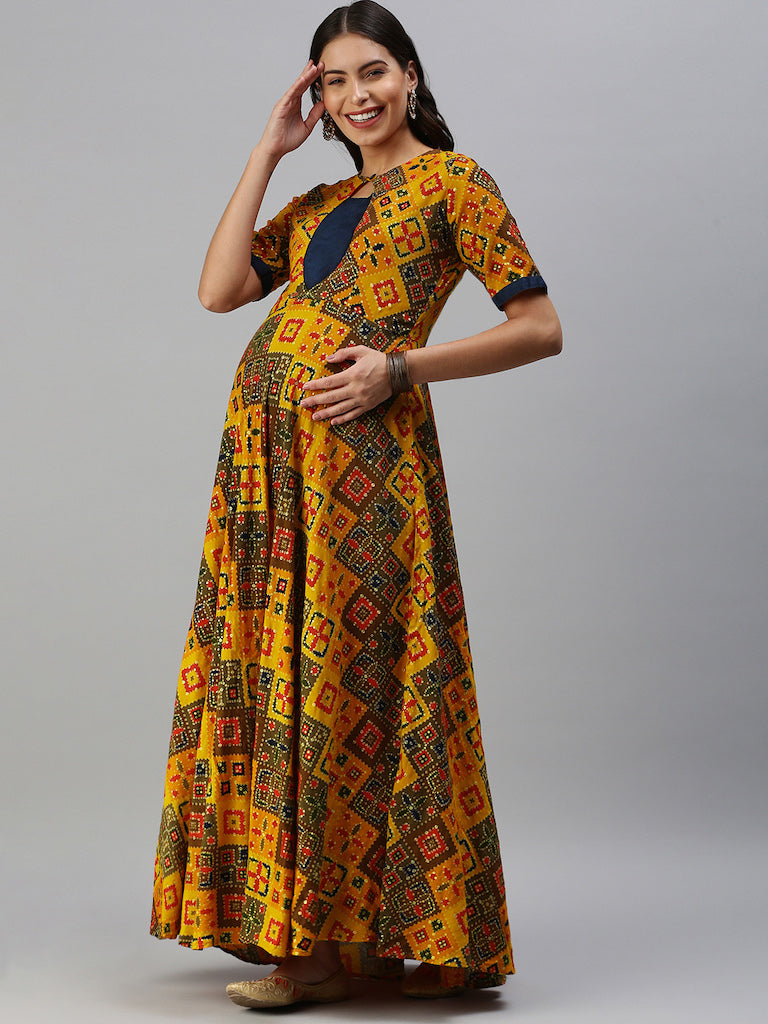 EXP -  Mustard Yellow maternity dress