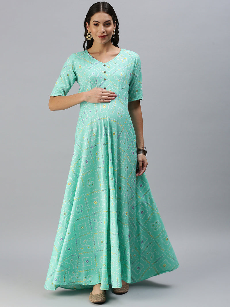 EXP -  Day One Green Bandini Maternity Dress