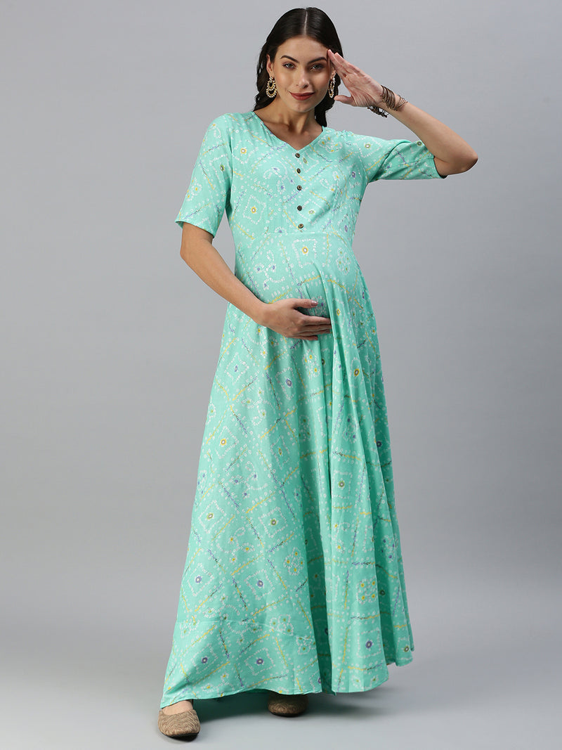 EXP -  Day One Green Bandini Maternity Dress