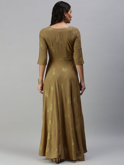 EXP - Luxe Gold Fit & Flare  Nursing  Dress