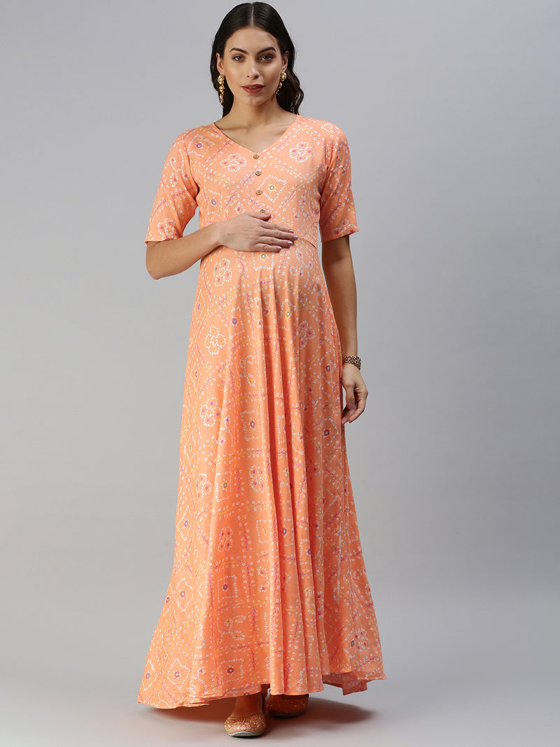 EXP -  CleverCraze Orange Maternity Dress