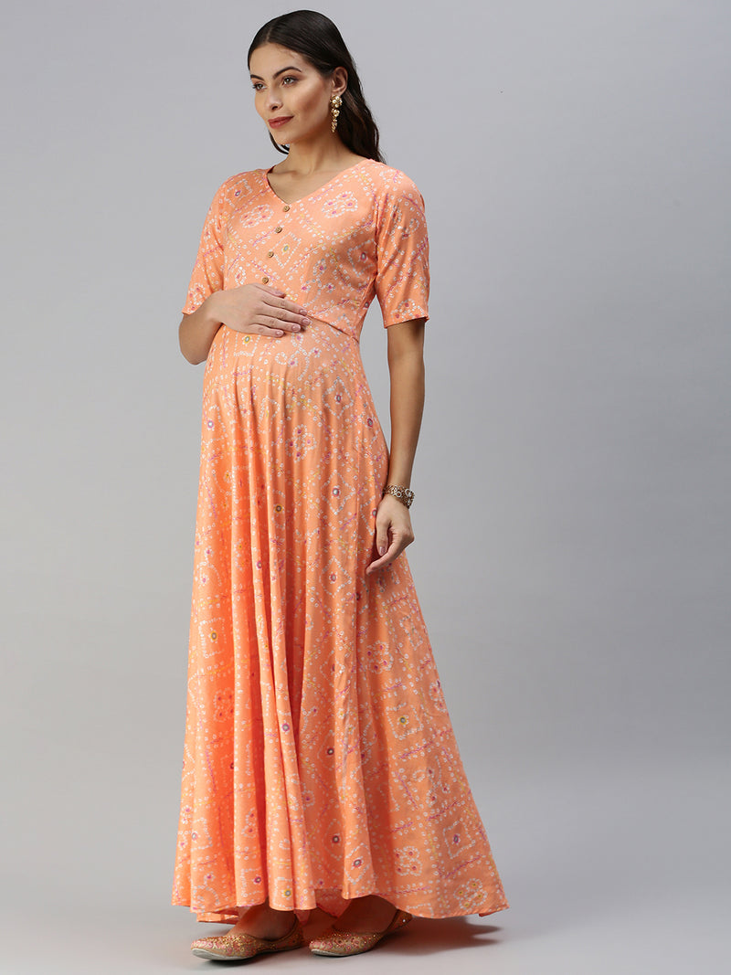 EXP -  CleverCraze Orange Maternity Dress