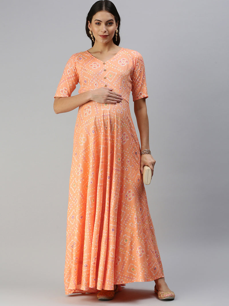 EXP -  CleverCraze Orange Maternity Dress