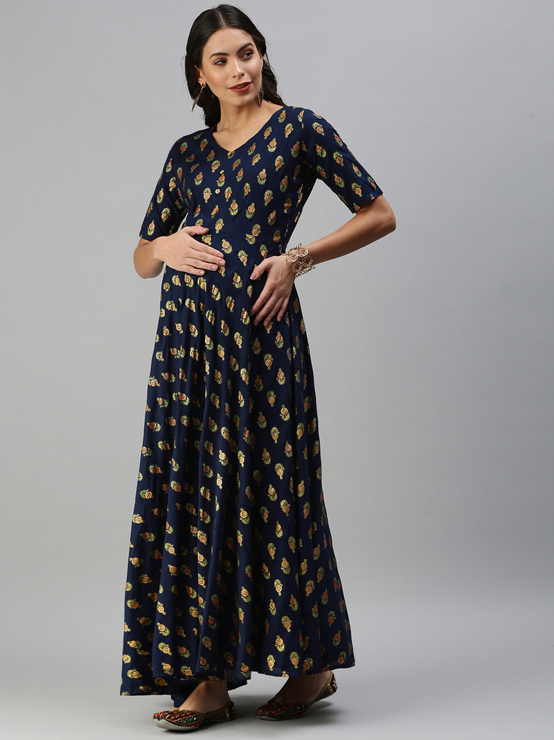 EXP - Mystere Navy Blue Fit & Flare Dress