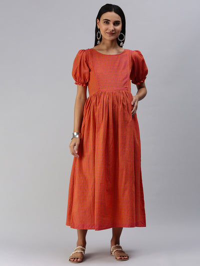 EXP - Anglo Orange Kantha  Nursing  Dress