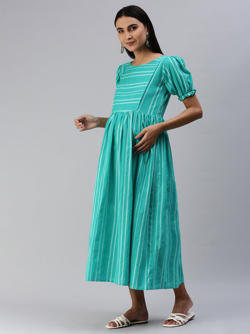 EXP - Mumkey Blue Stripes  Nursing  Dress