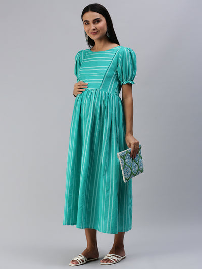 EXP - Mumkey Blue Stripes  Nursing  Dress