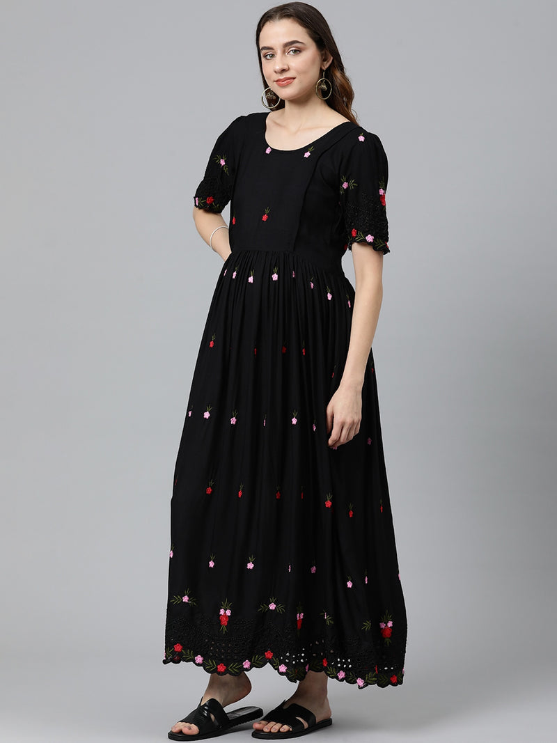 EXP - Dobby Black Nursing Dress