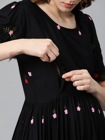 EXP - Dobby Black Nursing Dress