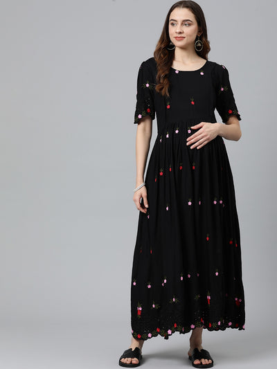 EXP - Dobby Black Nursing Dress