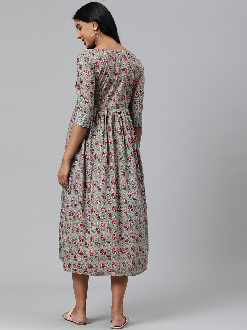 EXP - Rozz Grey Printed  Nursing  Dress