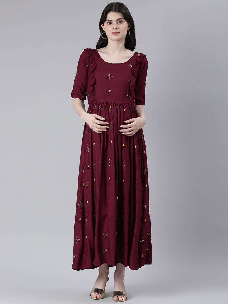 EXP - Godiva Sequin Embroidered  Nursing  Dress