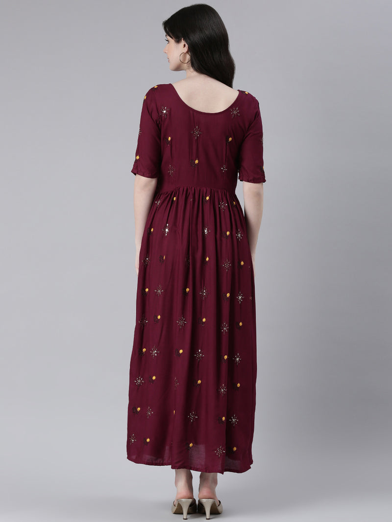 EXP - Godiva Sequin Embroidered  Nursing  Dress