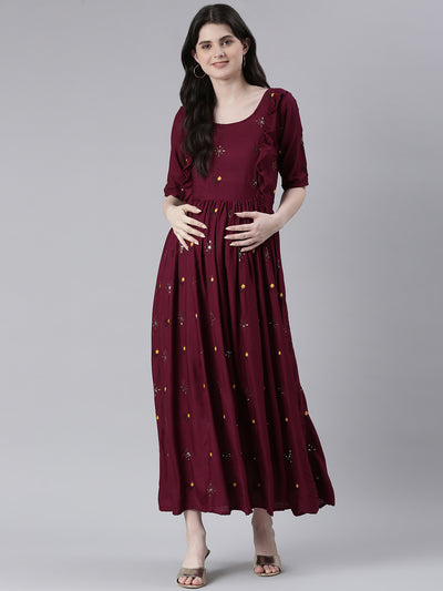 EXP - Godiva Sequin Embroidered  Nursing  Dress