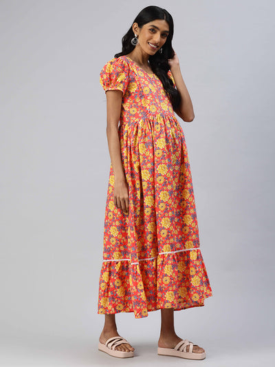 EXP -  Jelly Bean Peach and Yellow Nursing dress