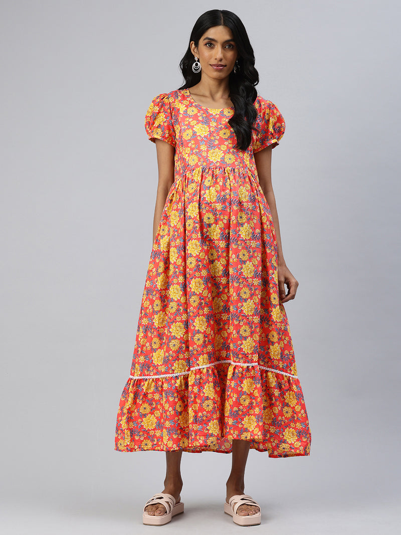 EXP -  Jelly Bean Peach and Yellow Nursing dress