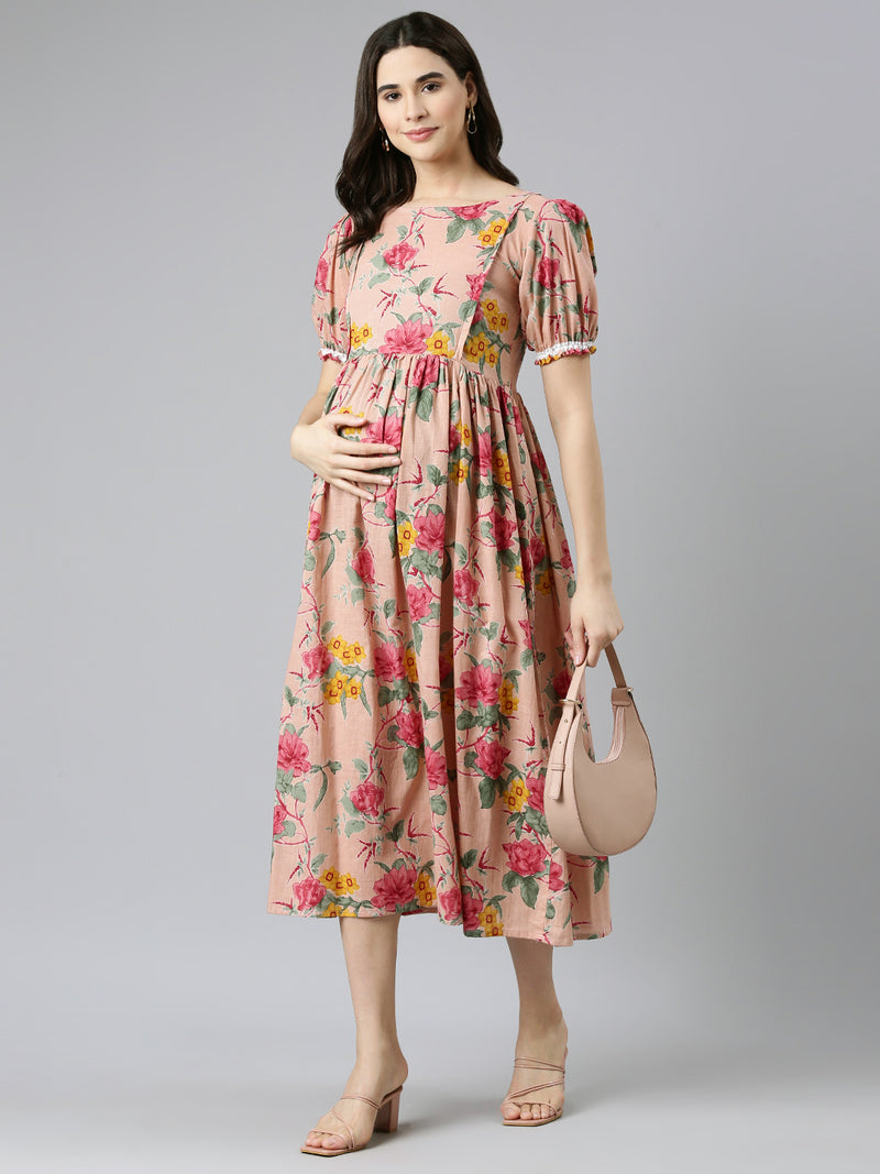 EXP -  Dolly Pale pink and multicolor Nursing dress