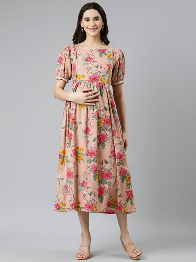 EXP -  Dolly Pale pink and multicolor Nursing dress