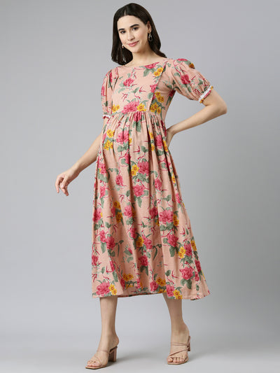 EXP -  Dolly Pale pink and multicolor Nursing dress