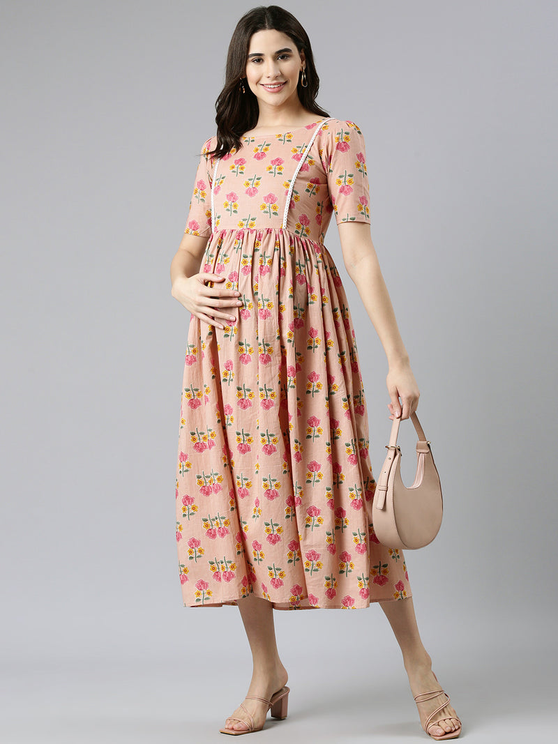 EXP -  Cupcake Pink floral Nursing dress