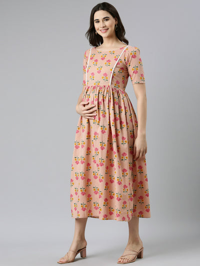 EXP -  Cupcake Pink floral Nursing dress