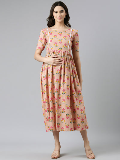 EXP -  Cupcake Pink floral Nursing dress