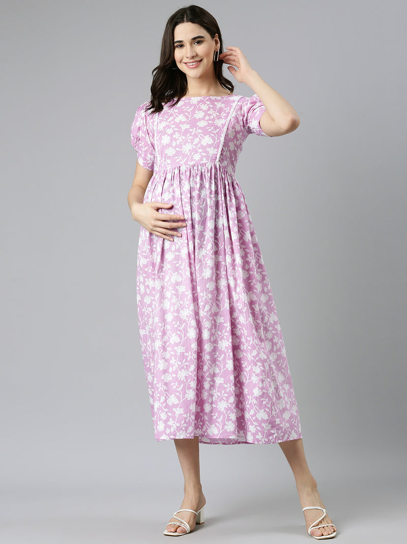 EXP -  Cutie Pie Lavender Kantha floral nursing dress