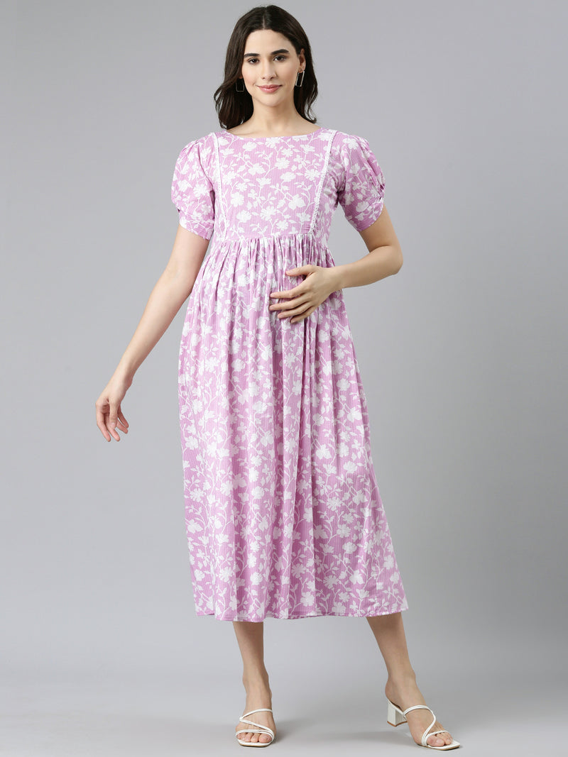 EXP -  Cutie Pie Lavender Kantha floral nursing dress