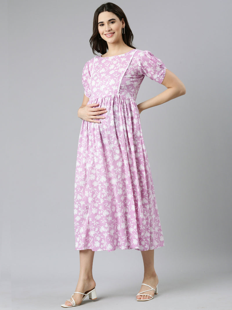 EXP -  Cutie Pie Lavender Kantha floral nursing dress