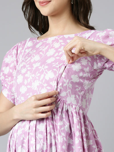 EXP -  Cutie Pie Lavender Kantha floral nursing dress