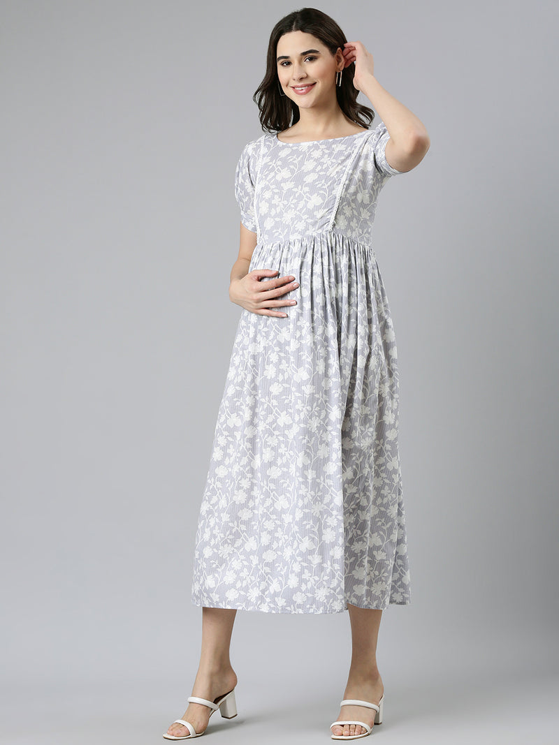 EXP -  Homegirl Grey Kantha Nursing Dress