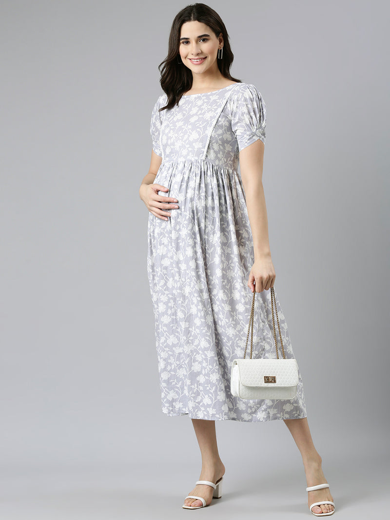 EXP -  Homegirl Grey Kantha Nursing Dress