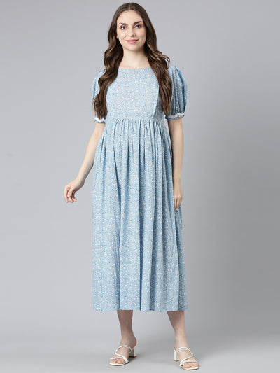 EXP -  Heartbeat Blue and white Nursing dress