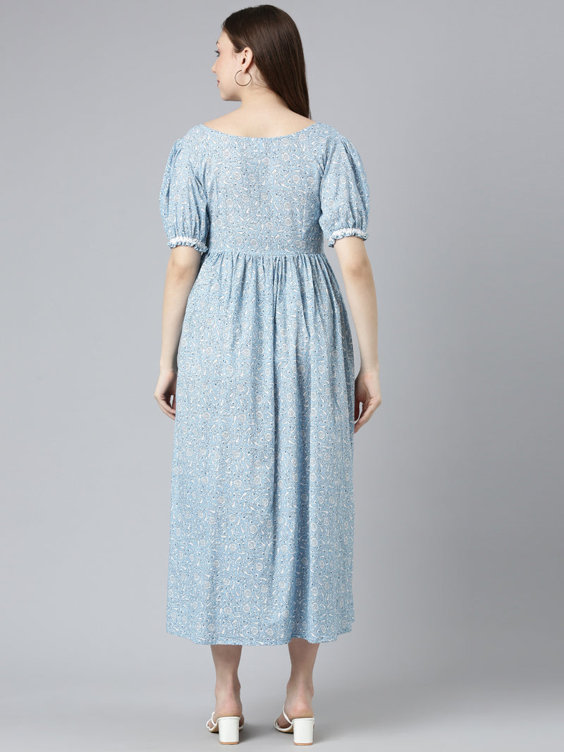 EXP -  Heartbeat Blue and white Nursing dress