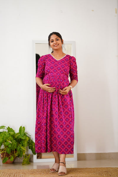 EXP - Sashi Magenta maternity dress