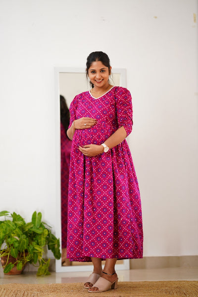 EXP - Sashi Magenta maternity dress