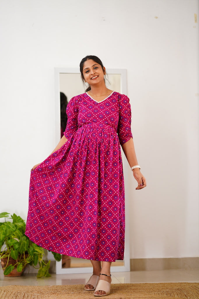 EXP - Sashi Magenta maternity dress