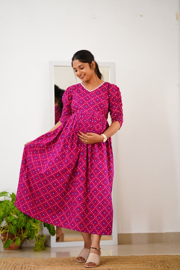 EXP - Sashi Magenta maternity dress