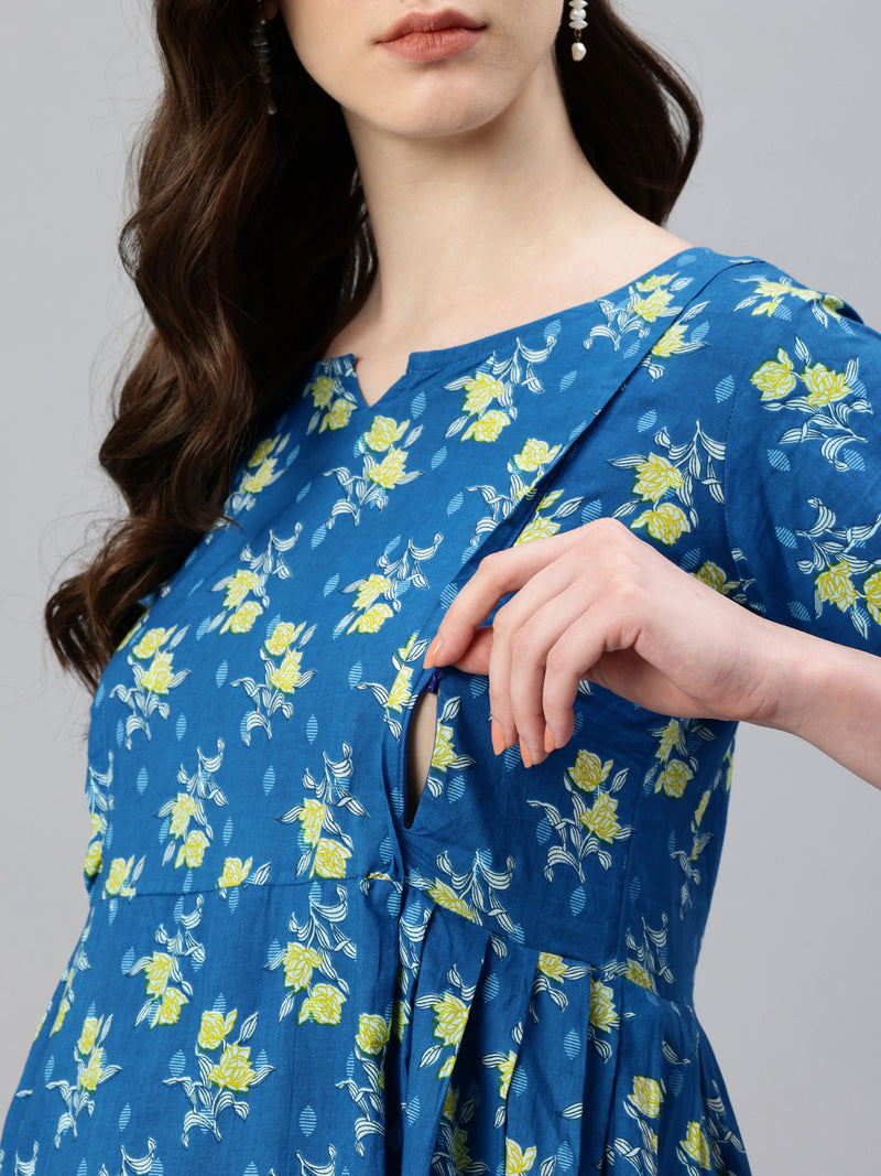 EXP - Wonder Blue and yellow floral print - Nursing