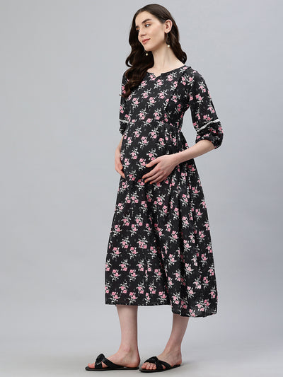 EXP - Lovey Black and pink floral print - Nursing