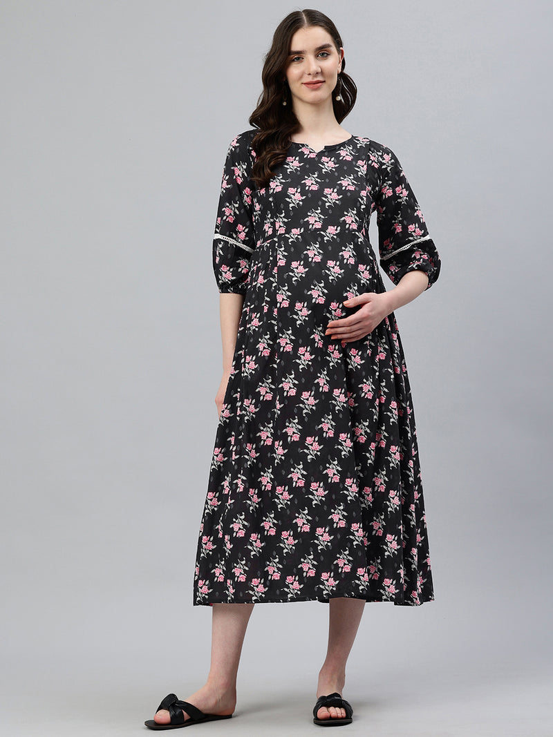 EXP - Lovey Black and pink floral print - Nursing