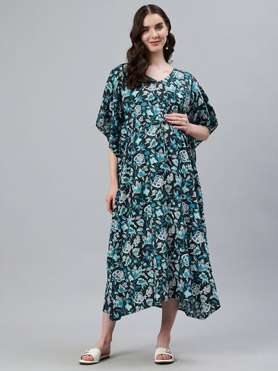 EXP - Harpa Black and Blue Maternity Kaftan