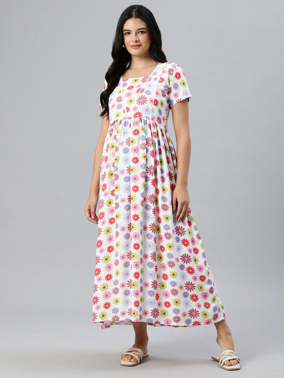 EXP -  Inaya white and red Nursing dress