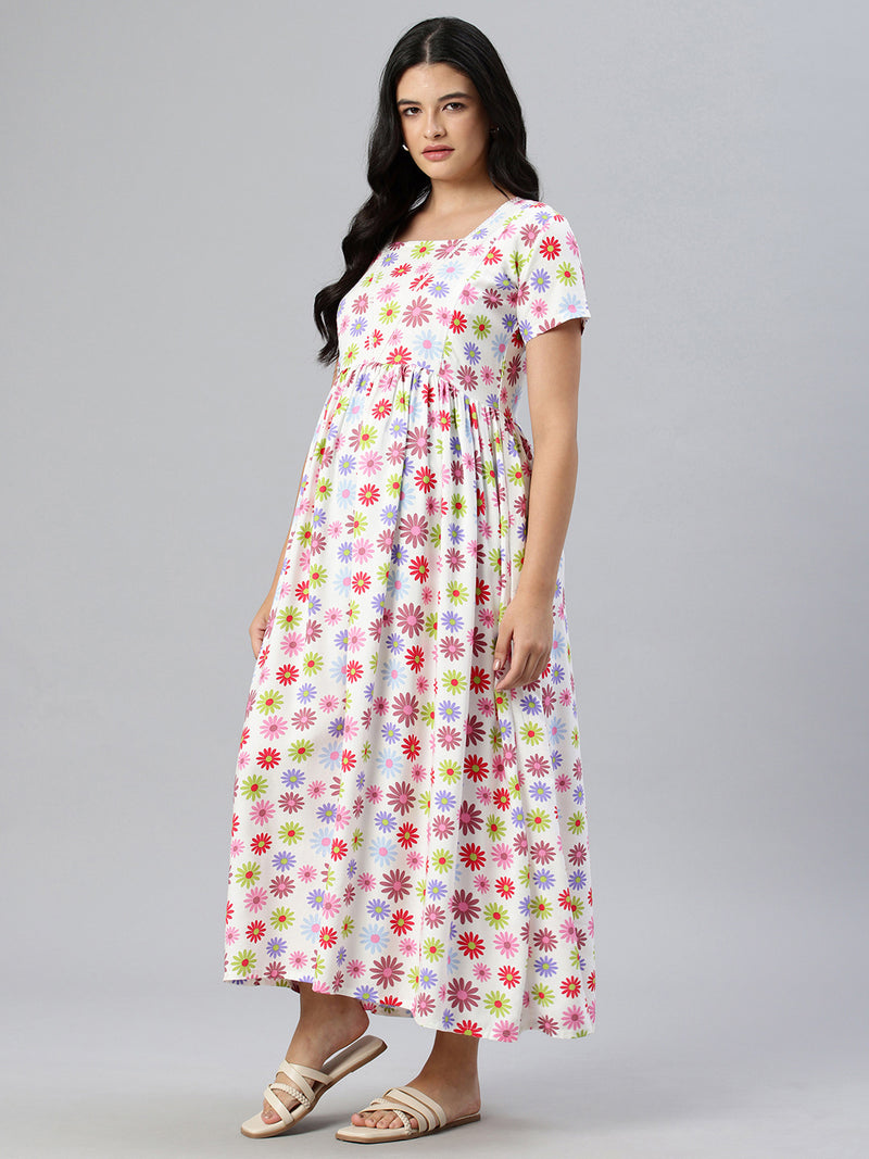 EXP -  Inaya white and red Nursing dress