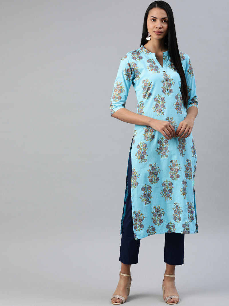 EXP - Clora Blue Printed Aline Kurta