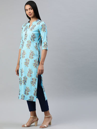 EXP - Clora Blue Printed Aline Kurta